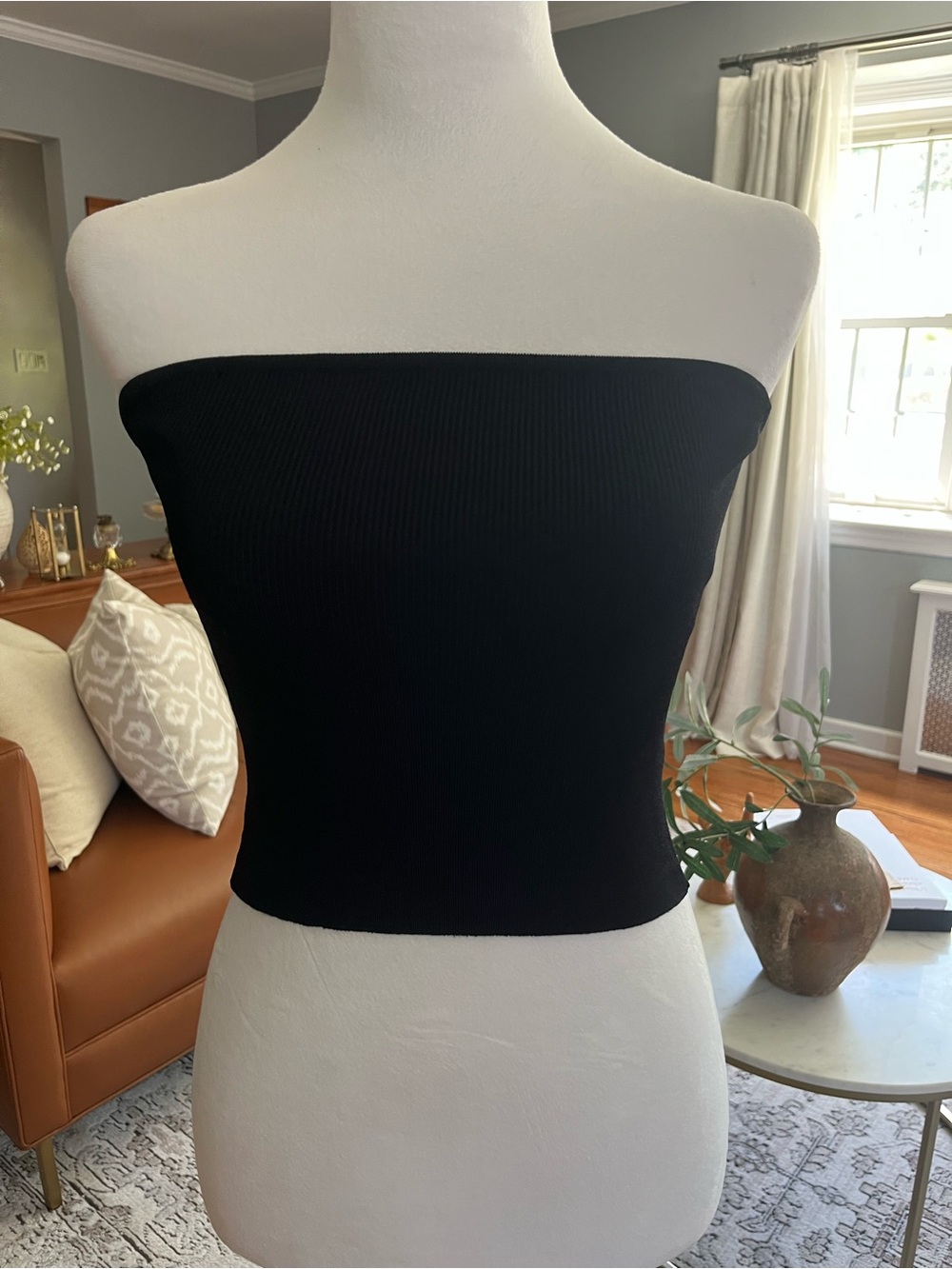 VINTAGE Y2K Guess Collection Black Rib Knit Tube Top 90s Small Sexy Bodycon